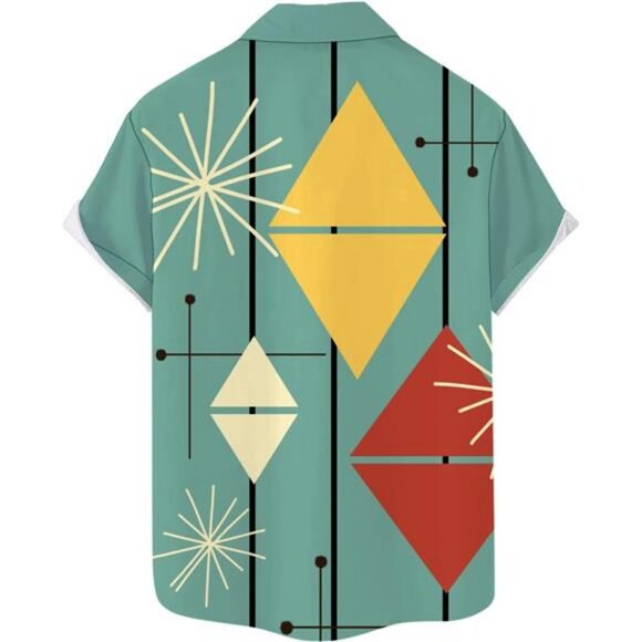 Men's Retro Bowling Shirts 50s Rockabilly Style Button Down Shirts - Picture 2 of 12